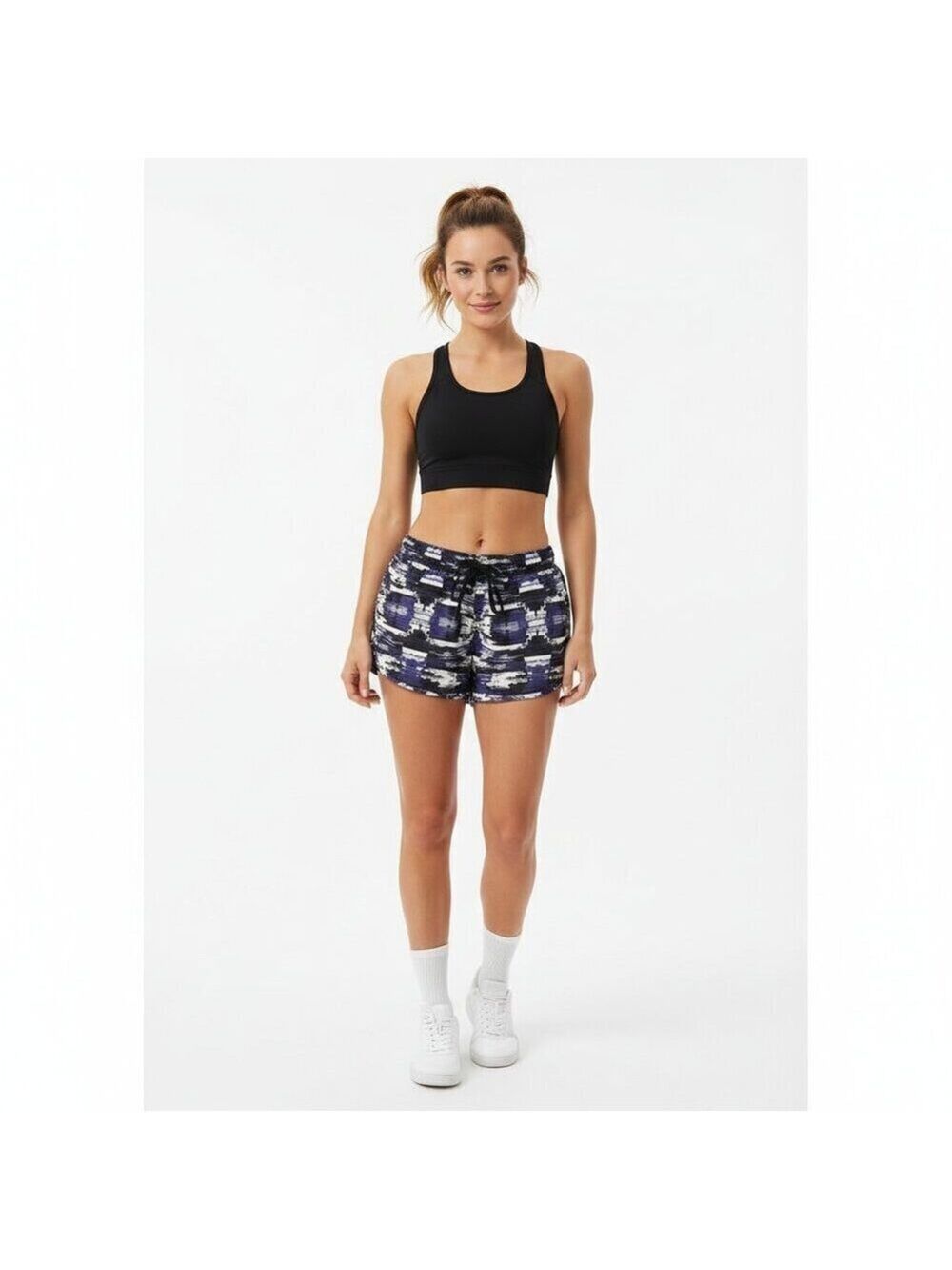 AUMNIE Abstract Print Active Shorts – Navy & Charcoal – Size S